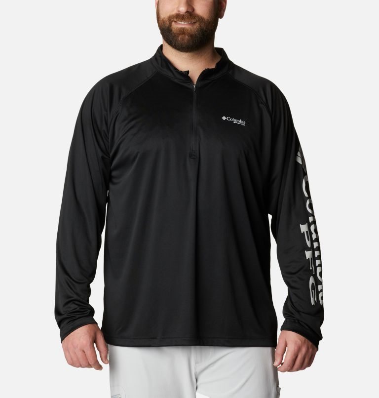 Hanorace Columbia PFG Terminal Tackle 1/4 Zip Barbati Negrii | Plus Size YM0918ZA7